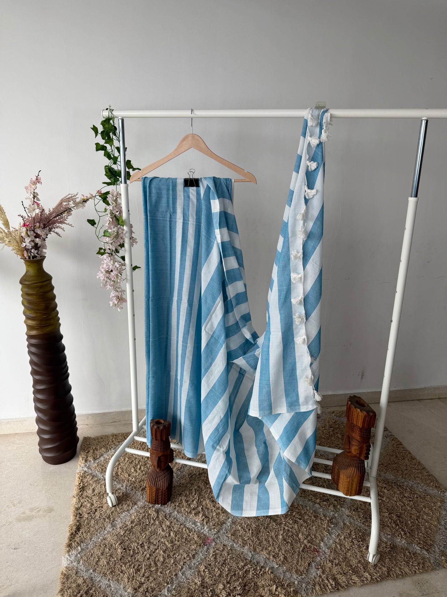Stripes Handwoven Khadi Cotton Saree