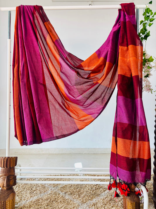 Khadi Cotton Colorblock Saree