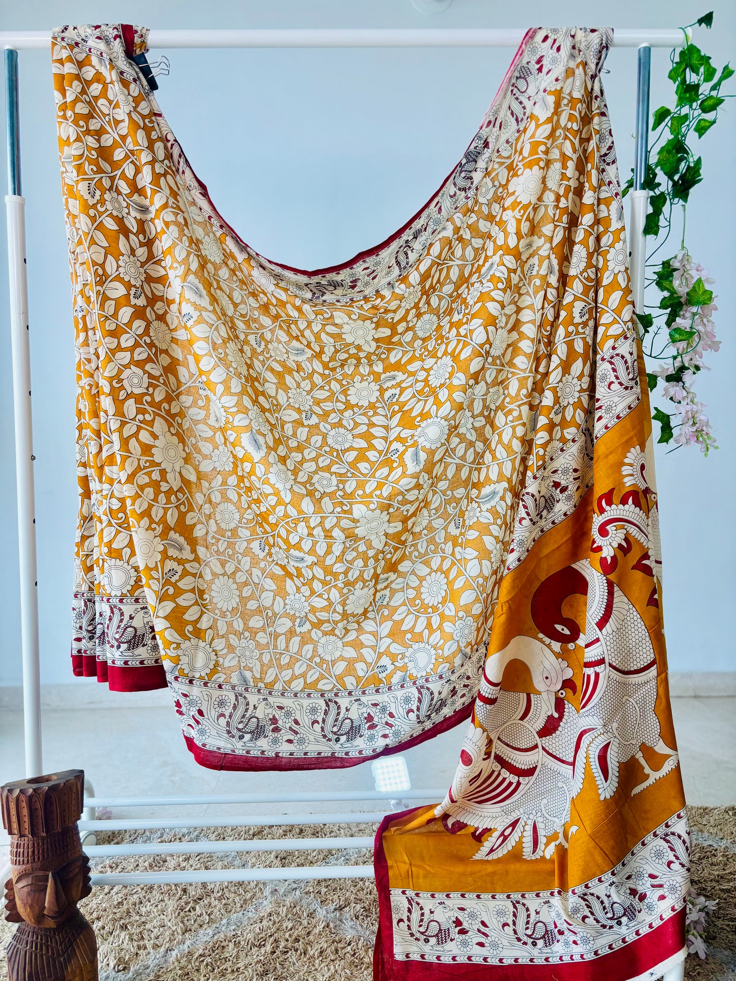 Mulmul Cotton Saree with Kalamkari Handblock Print