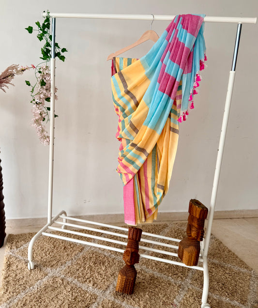 Khadi Cotton Striped Saree