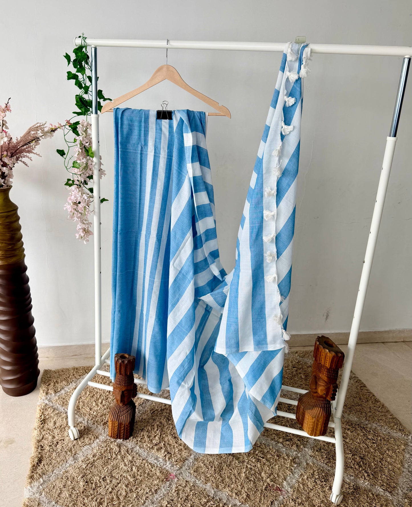 Stripes Handwoven Khadi Cotton Saree