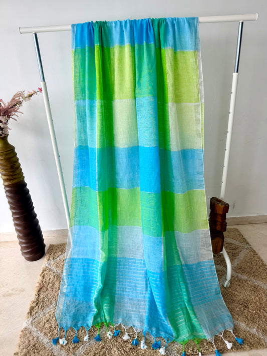Pure Linen Chex With Blouse