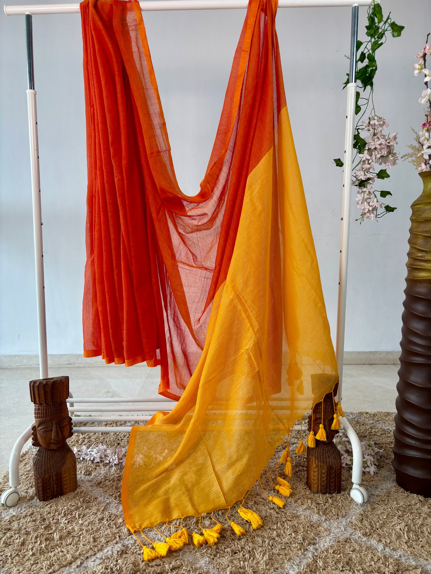 Premium Cotton Saree – Sunset Glow
