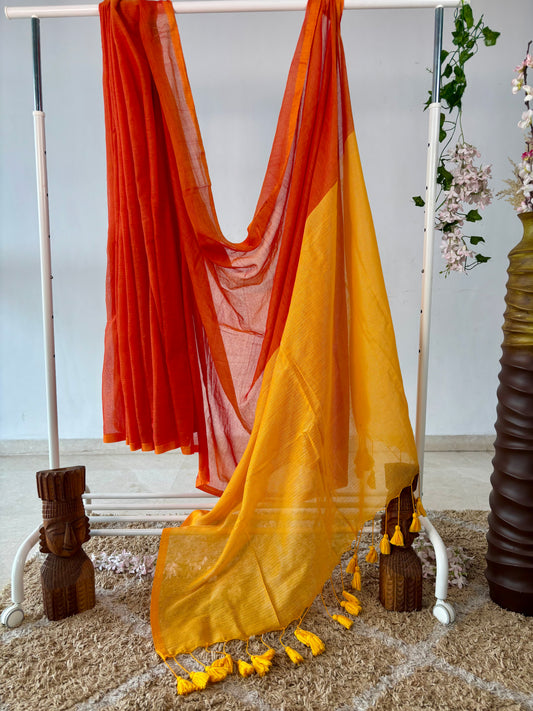 Premium Cotton Saree – Sunset Glow