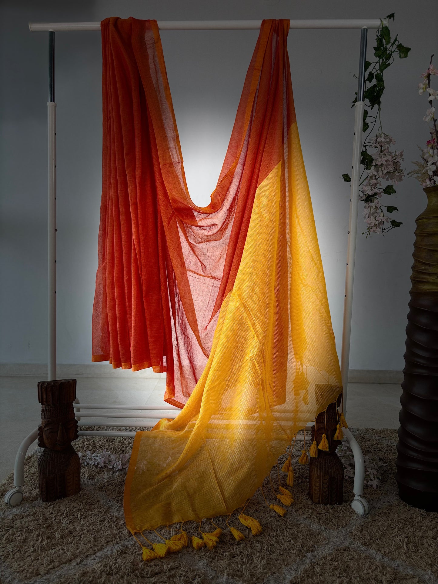 Premium Cotton Saree – Sunset Glow