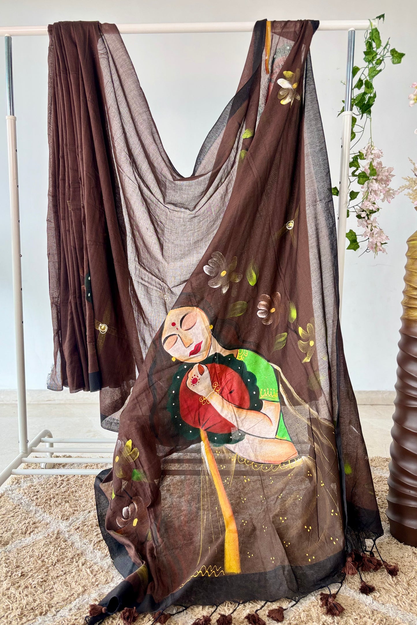 Hand-Painted Mul Cotton Saree