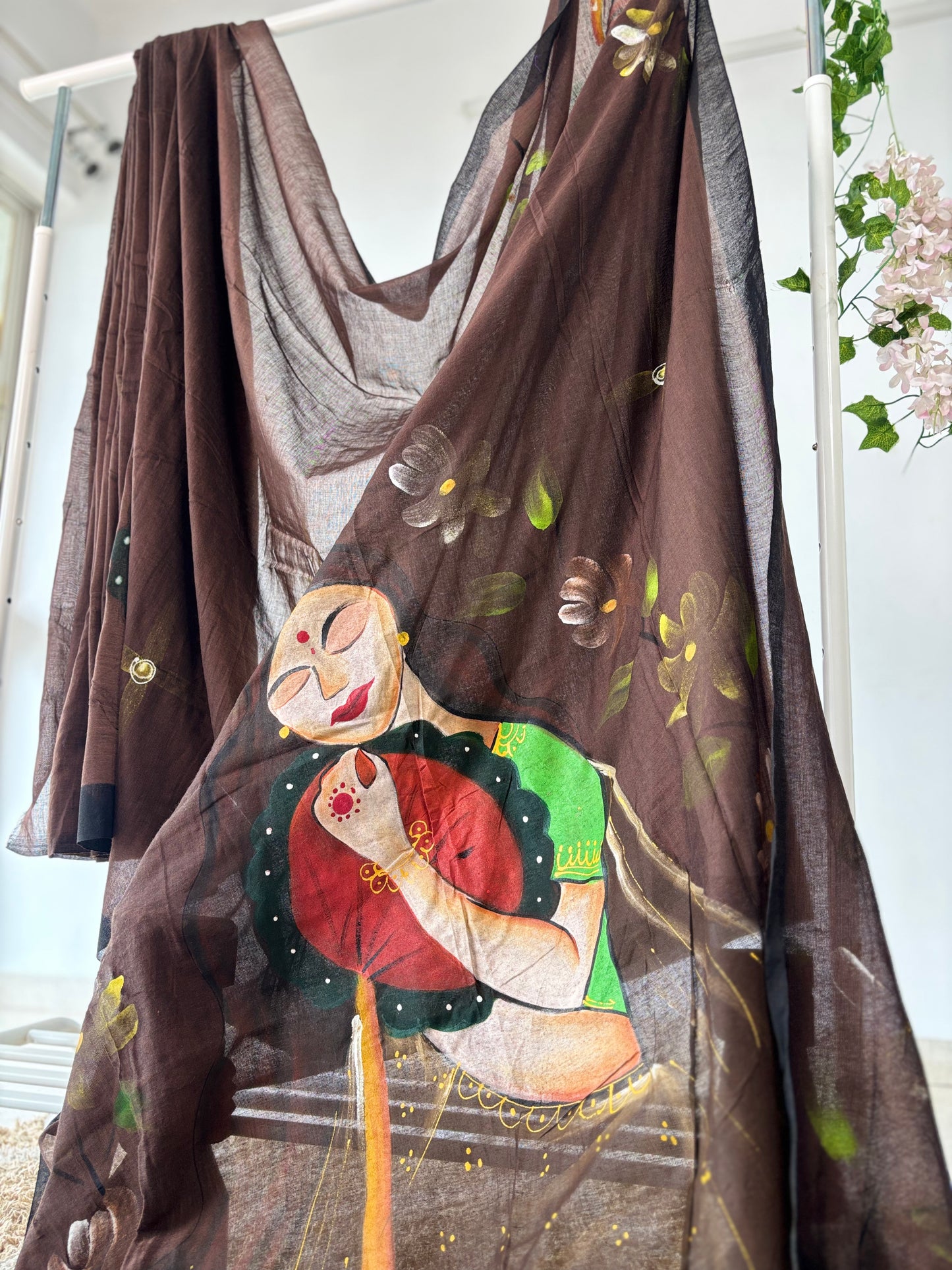 Hand-Painted Mul Cotton Saree