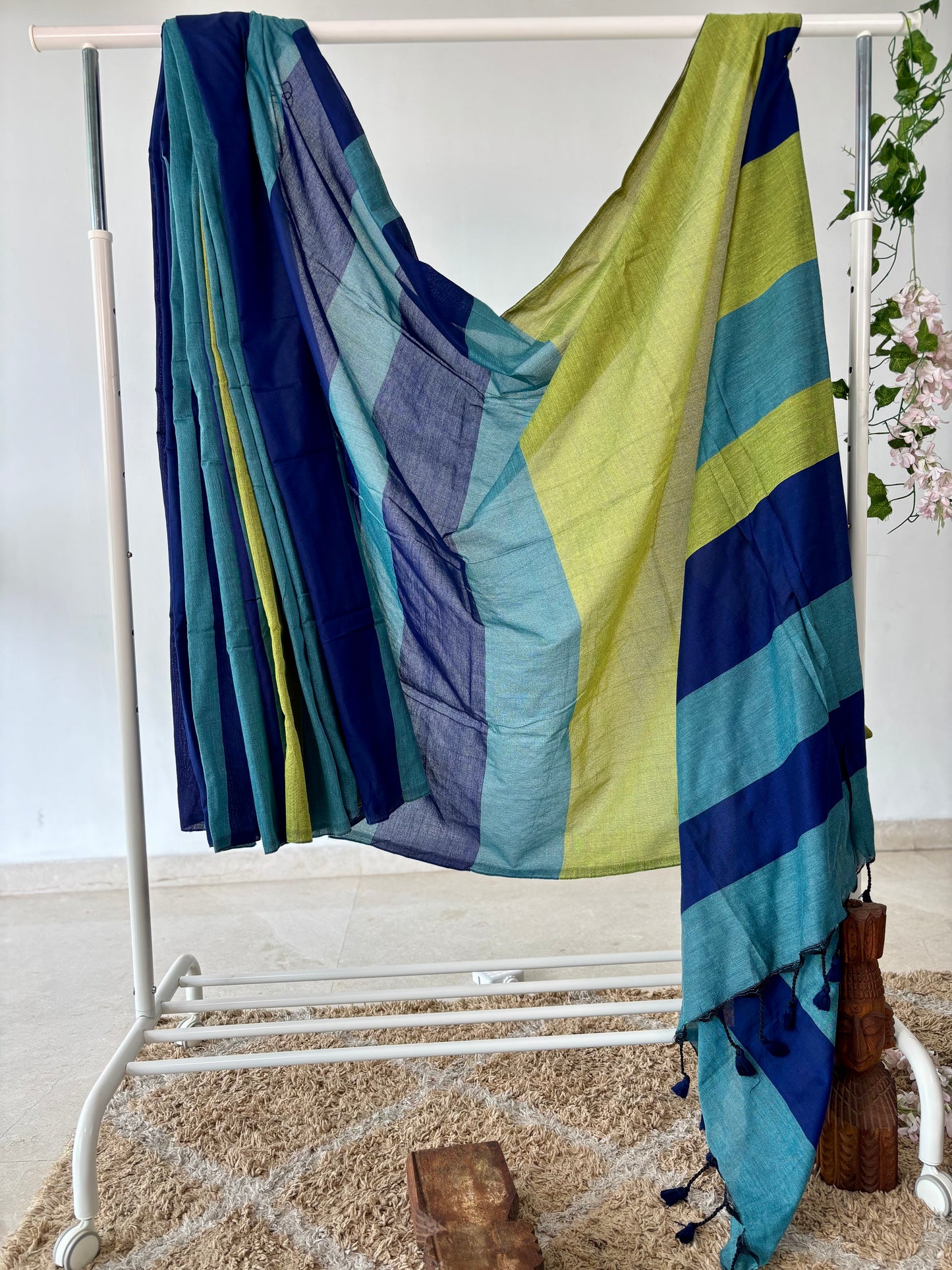 Color block Cotton Khadi Saree